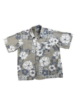 Vintage Billabong Shirt Mens Large Floral Hawaiian Button Up Rayon USA Made 90s
